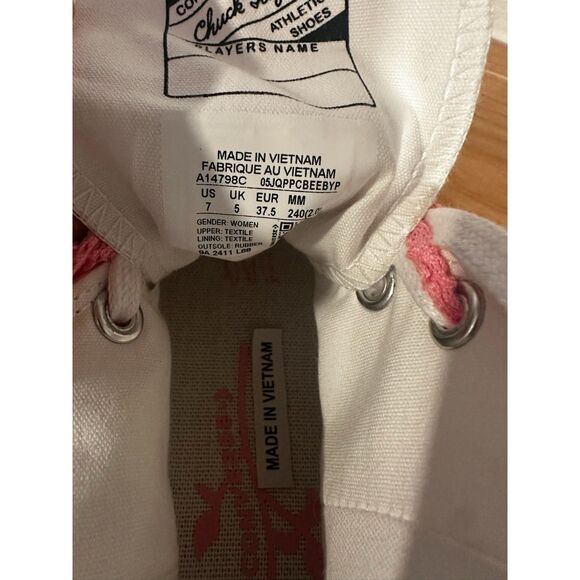 Converse Women’s White & Pink Chuck 70 High Top Sneakers US 7 NWT - Picture 5 of 6